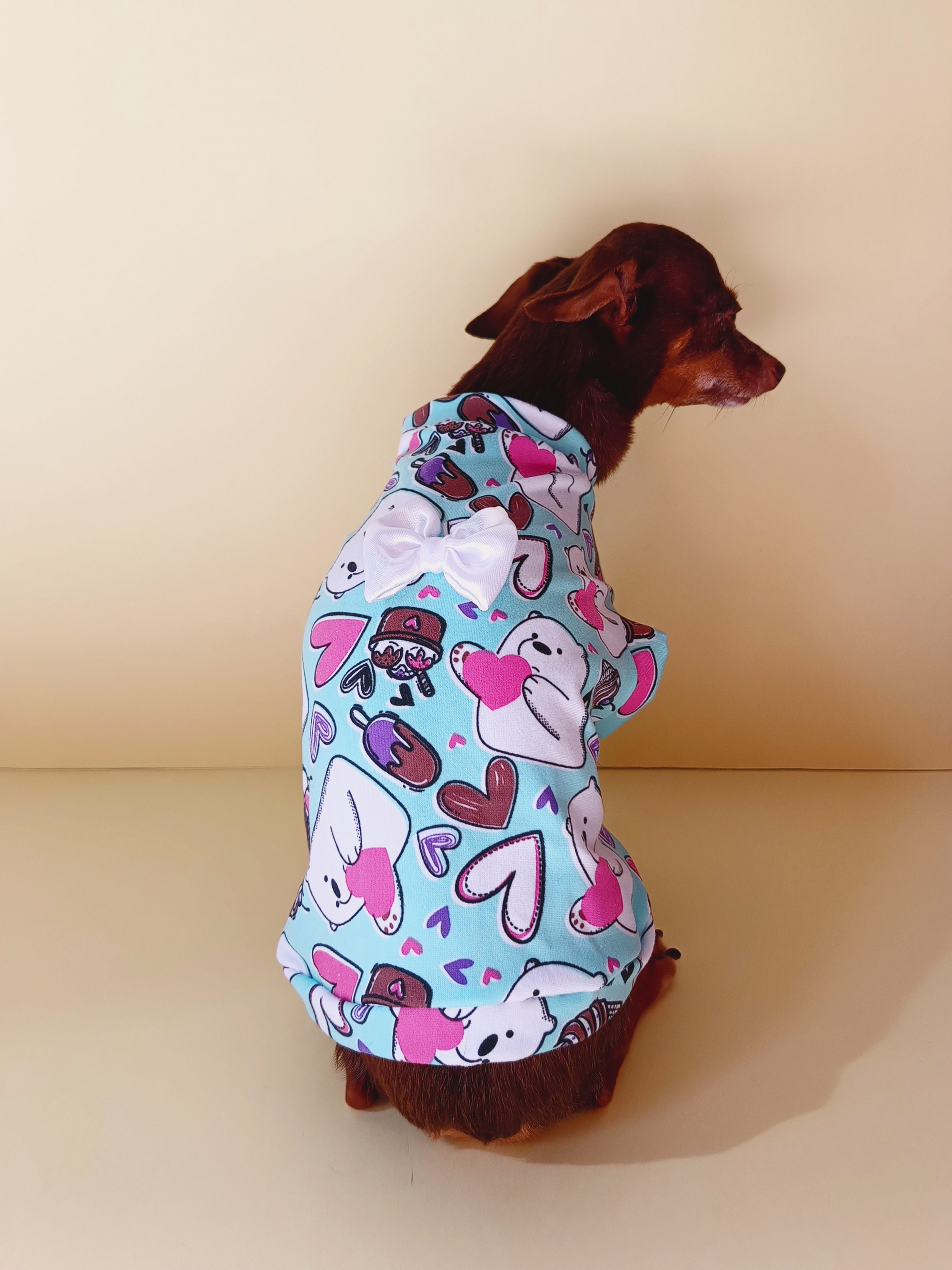Diseño Patrón de Oso Polar con Moño - Ropa para mascotas